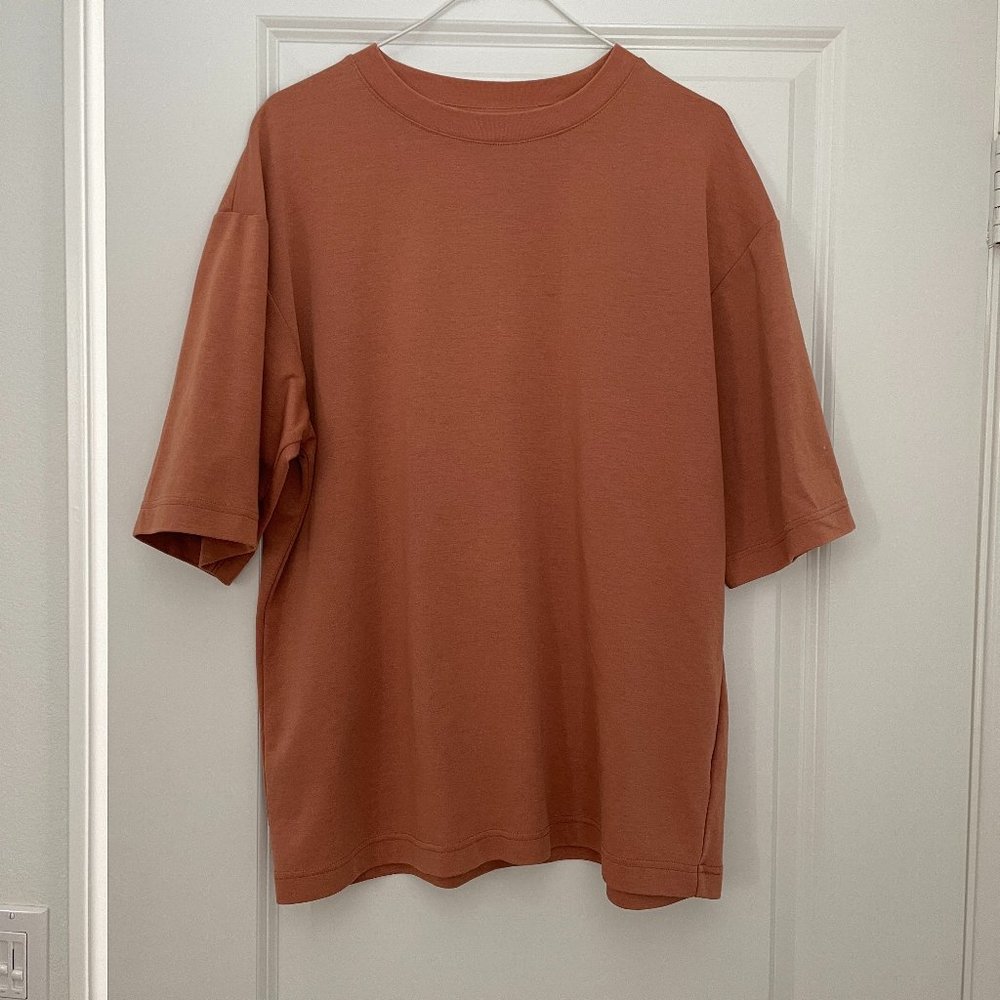 UNIQLO Men AIRism Cotton Oversized Crew Neck Half-Sleeve T-Shirt